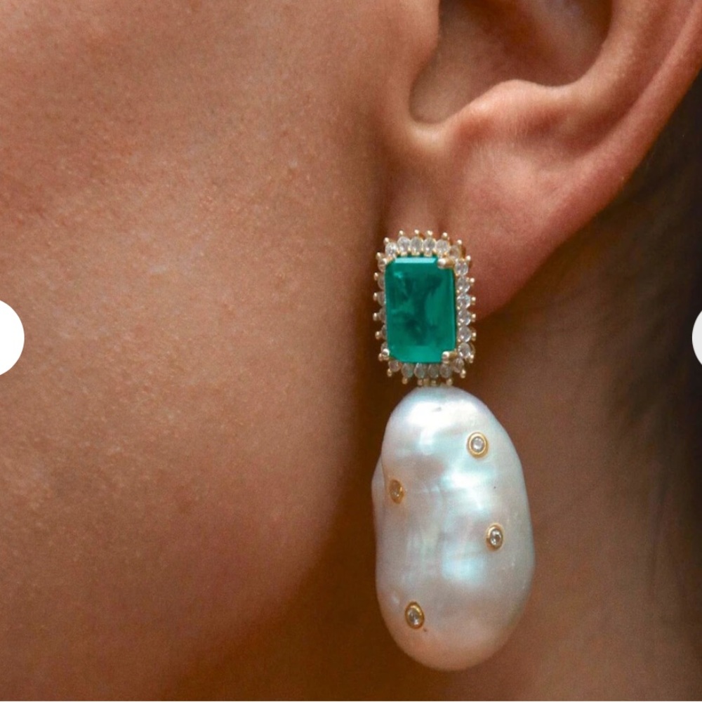 Handmade Real Baroque Pearl Earrings, Aquamarine